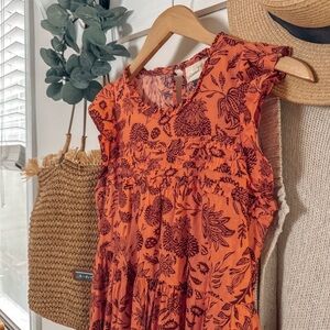 Universal Thread Vibrant Orange Floral Maxi Dress